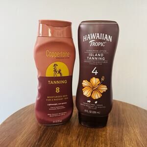 Tanning Sunscreen Bundle Of 2, Sealed, 8 Oz Ea, Exp 1/27 SPF 4 And 8